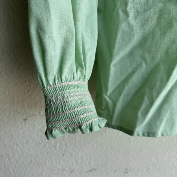 NWT Maria de la Orden Light Green Button Front Top Blouse - Picture 6 of 7